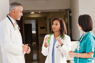 Healthcare providers talking