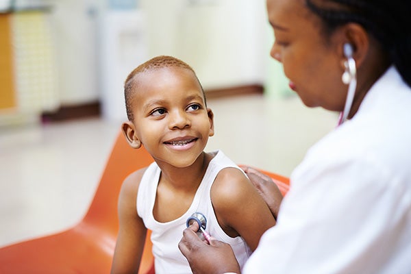 Provider working with a child